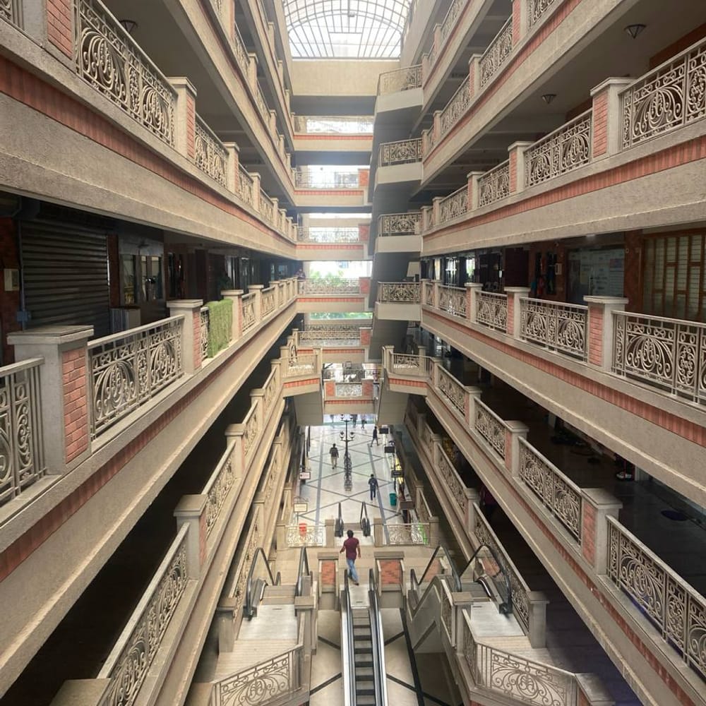 The atrium at IBC, Iscon Emporio, Ahmedabad